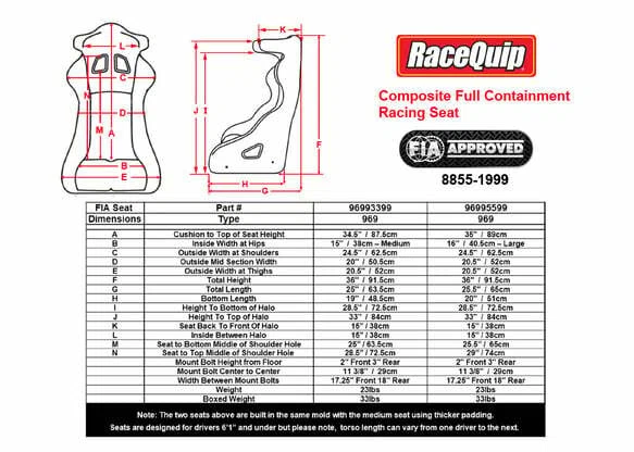 Fia Containment Seat 16 Large - 96995599RQP